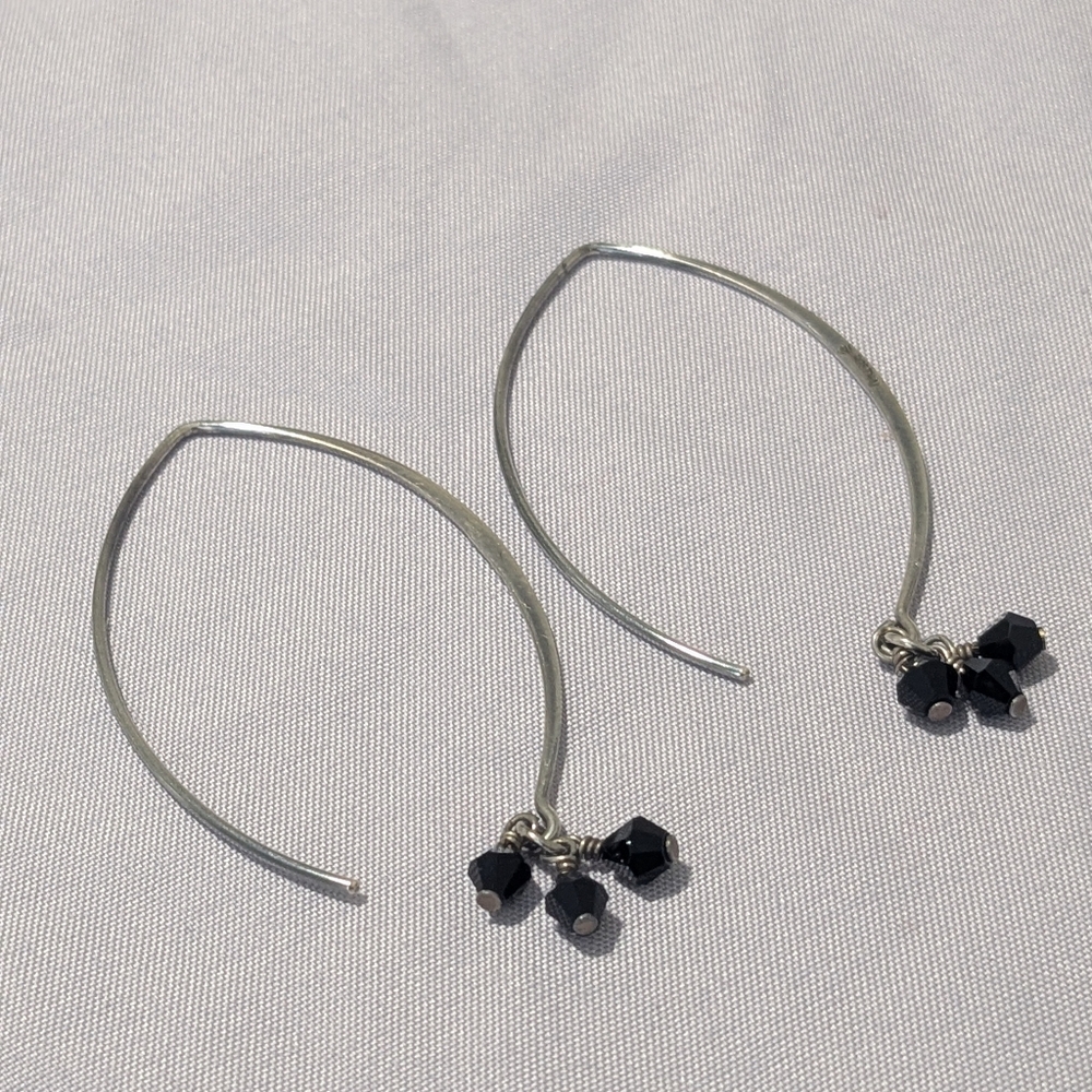 Silpada 925 Black Obsidian "Social Gathering" Wire Earrings - Picture 5 of 13